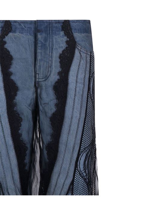 Blue sheer-overlay wide-leg jeans Christopher esber - women CHRISTOPHER ESBER | 25015414INDGBLK